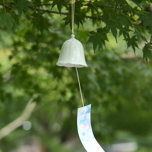 Oavand Petit carillon éolien japonais en céramique fait à la main pour l'extérieur avec des tons mélodiques apaisants pour jardin, terrasse, balcon,...