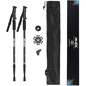 JELEX Nature Teleskop Walking Stöcke für Nordic Walking verstellbar, inkl. diverser Aufsätze für Outdoor Aktivitäten…