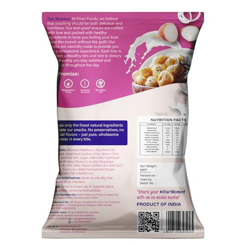 Image of Khari Foods Premium Flavoured Makhana 25g, Crunchy & Roasted Makhana Pops, Protein Source, Fibre Rich, No Palm Oil, Gluten Free (Cream & Onion)