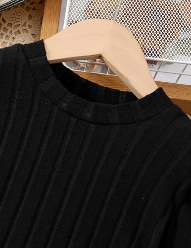 Yvowming Girl Long Sleeve Basic Dress Mock Neck Bodycon Knit Fitted Pencil Midi Dresses4