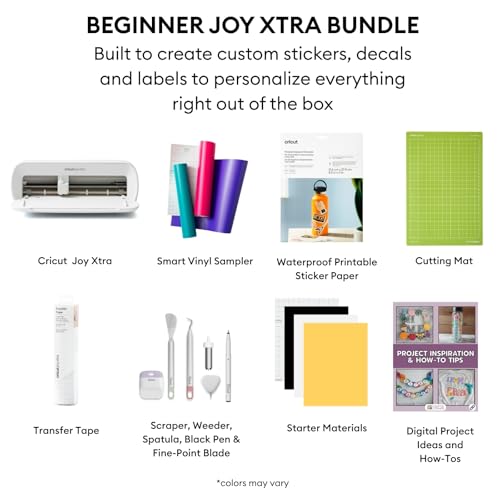 Image of Cricut Joy Xtra Cutting Machine Ultimate Sticker Making Bundle - Includes Printable Sticker Paper, Smart Vinyl Sampler, Transfer Tape, Tools & Project Design Guides, Portable DIY Die-Cutting Machine