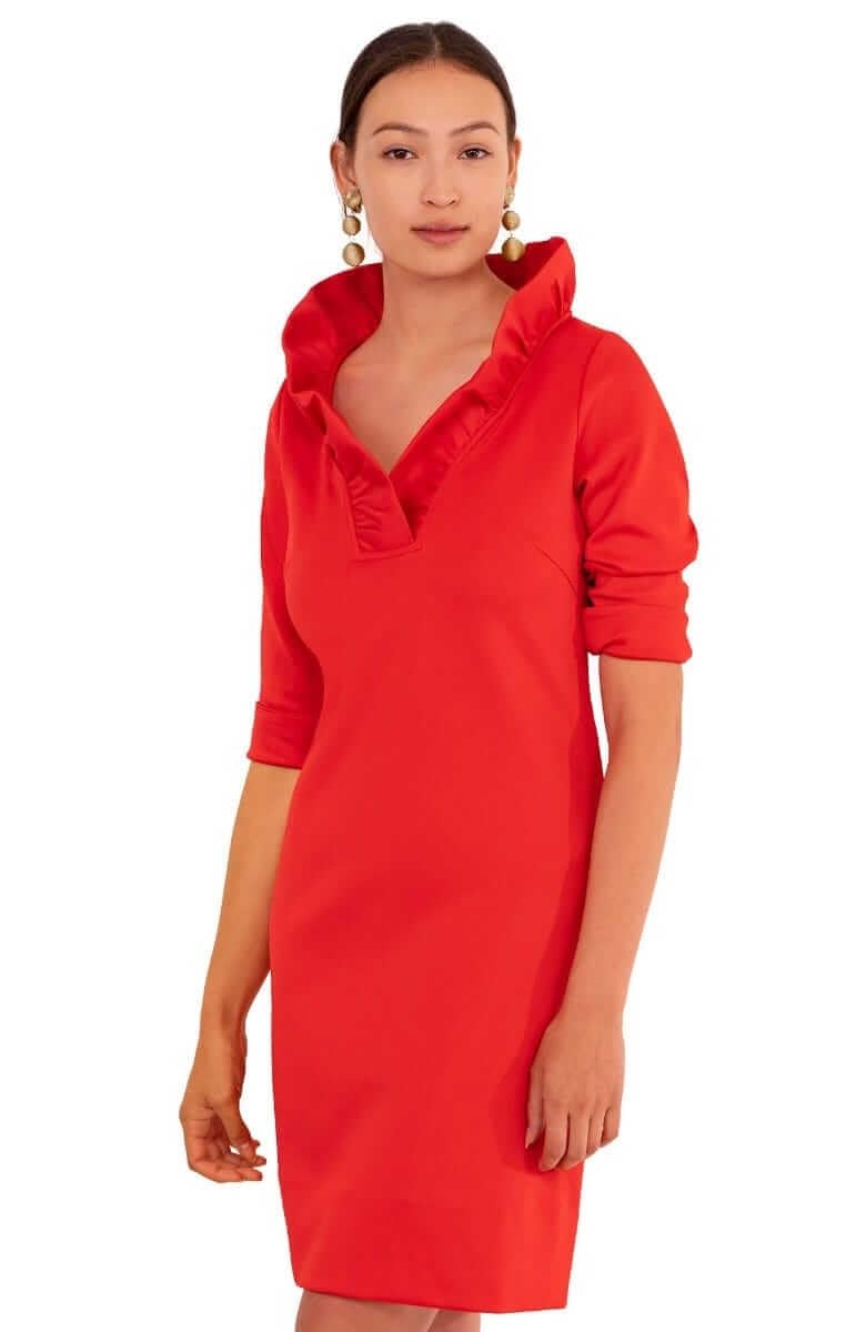 Gretchen Scott Designer Womens - Jersey Ruffneck Dress - Solid