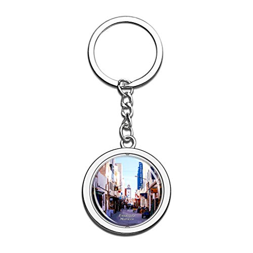 Preisvergleich Produktbild Hqiyaols Keychain Marokko Medina von Essaouira Kristall Drehen Rostfreier Stahl Schlüsselbund Reisen Stadt Andenken Schlüsselring