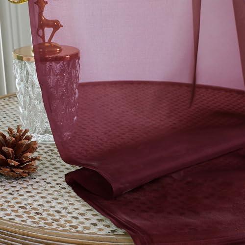 Image of OVZME Wine Bedroom Curtains 2 Panel Sets 90 Inch Length, 59 Inch Extra Wide Light Filtering Light Weight Soft Window Treatment Panels for Study Room Living Room Guest Room, 59Wx90L Inches