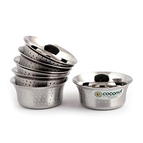 Image of coconut Stainless Steel Shower Pari Bowl /Vati /Katori- C23 - Set of 6- Capacity Each Bowl 150ML