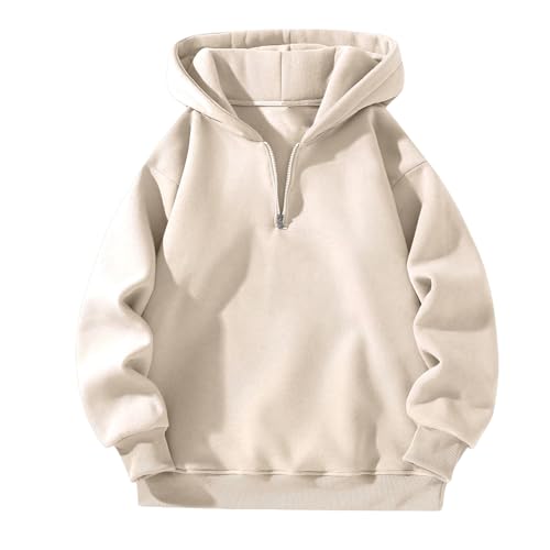 Wankang Mens Half Zip Fleece Hoodies Pullover Casual Trendy Hooded Sweatshirt Drop Shoulder Sweatshirts Loose Sportswear Top2