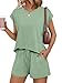 VUTRU Zweiteiler Damen Sommer Hausanzug Damen Baumwolle Trainingsanzug Hausanzug Sport Set Elegantes Outfit Lounge Homewear Set Hellgrün S