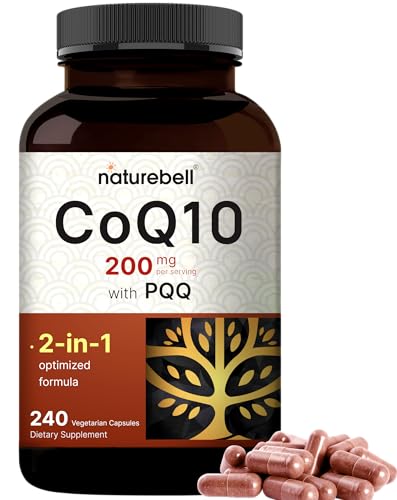 NatureBell CoQ10 200mg with PQQ, 240 Veggie Capsules | Stable High Absorption Form – Antioxidant...