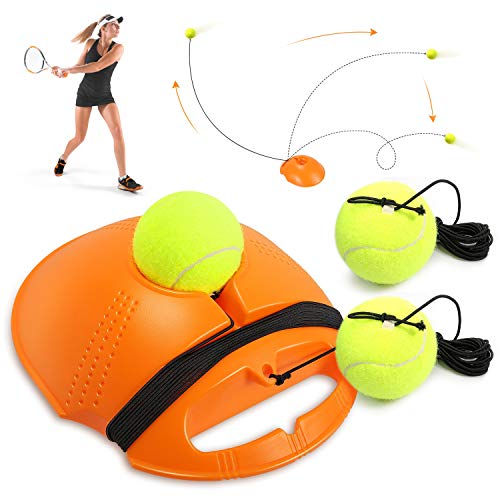 Buluri Entrenador de Tenis con Cuerda Elástica de Goma Entrenador de Pelota de Tenis autopráctica de Tenis Práctica Entrenamiento para Principiantes (Naranja)