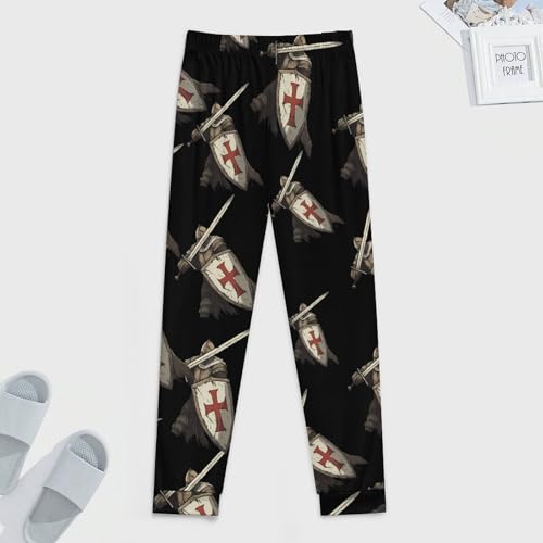 Knights Templar Pajama Pants Men Pjs Elastic Waistband Sleep Lounge Pants Lightweight Loungewear3