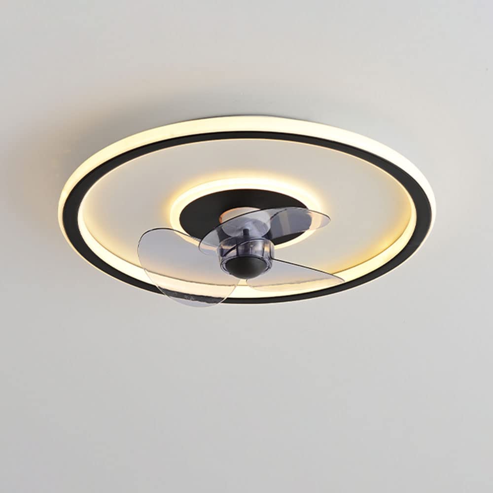 Ventilateur de plafond LED 56W moderne et muet à 6 vitesses avec plafonnier rond ultra fin