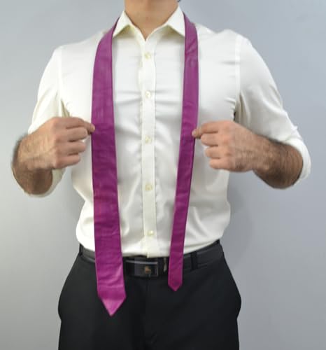 Image of Mens Lamb Leather Necktie - Skinny Solid Casual Business Wear Narrow Leather Slim Tie- Neckties for Party Wedding Gift