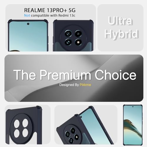 Image of Pikkme Crystal Clear Transparent Back Cover | Ultra Hyrbid | Full Camera Protection | Raised Edge | Bumper Case for Realme 13 Pro 5G / Realme 13 Pro Plus 5G (Blue)