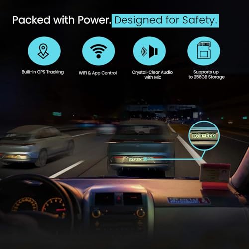 Image of Wyve i440 4K Dual Dashcam Front True 4K + Rear 1080p, Built-in GPS, WiFi, Mic, Free Parking Kit,2.0 inch IPS Display, 170 Wide Angle, App,G-Sensor,Novatek High Performance Chipset, Supports 256GB(2026)