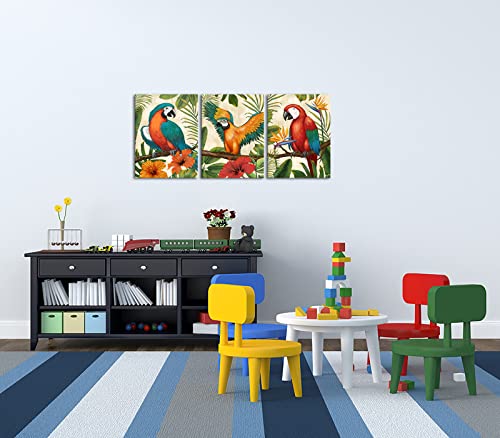 Rnnjoile Parrot Canvas Art Tropical Bird Wall Painting Colorful Parrot Artwork For Home Pet Store Decor 12 Inchx16 Inch For Each thumb #4