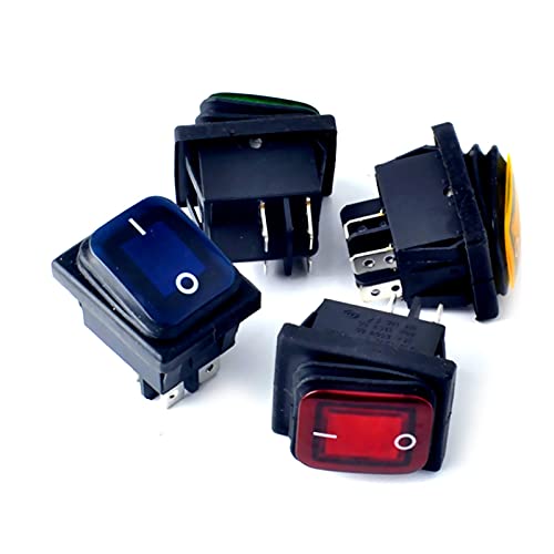 Interrupteur à bascule étanche rouge 4 broches 220V DPST 16A pour tableau électrique