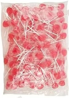 Cherry Flavour Individually Wrapped Flat Heart Lollipops 1.04kg- Approx. 200 lollies-Valentine\'s Day, Wedding Favour Heart Lollipops Christmas Stocking- Bulk Xmas Gift