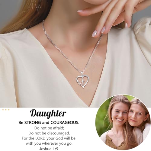 PINKDODO Heart Cross Necklace for Women Baptism Confirmation Easter Gifts2
