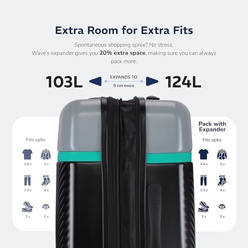 Image of Provogue Linea Hard-Sided PP 75 Cm Trolley Bag Large Size | Expandable Space with 8 Wheels Trolley Bags for Travel | TSA Lock | 3 Year Warranty (Galaxy Black)