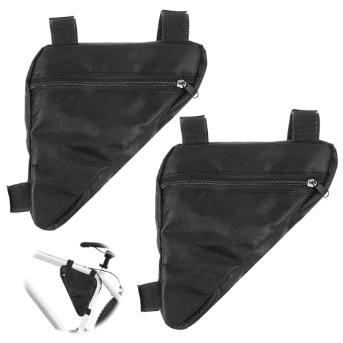 Xinjoduz 2 STK 1,2L Kleine Fahrradtasche Rahmen Wasserdicht Schwarze Dreieckstasche Oberrohrtasche Fahrrad Rahmentasche Leichte Bikepacking Rennrad Tasche Für Rennrad MTB E-Bike