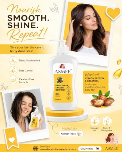 Image of Keratin Protein & Argan oil Conditioner,Used for All Unisex,100% Veg, Cruelty free, Paraben free, SLES /SLS free, Smooth, Strong & Shiny Hair, Smoother Skin, For All Skin Type For Women (250ML)