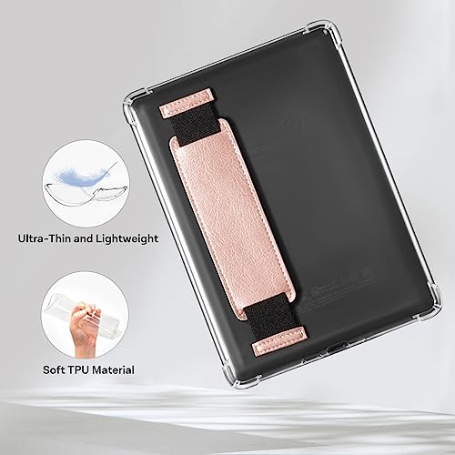 Image of CoBak Clear Case for 6 inch E-Reader 2024 and 2022 (11th Generation) with Elastic Hand Strap - Ultra-Slim Soft TPU Transparent Cover, Lightweight & Durable Protection.Rosegold