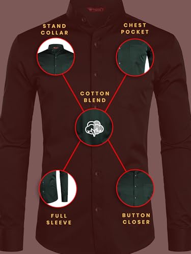 Image of Men's Slim Fit Beige Color Cotton Blend Casual Shirt
