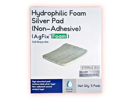 AgFix Form Hydrophilic Silver Pad ABSORBENT SILVER DRESSING Size: 10 x 10 cm ANTIMICROBIAL & LOW ADHERENCE (Pack of 5) (B0DCC5QFLN) Amazon Price History, Amazon Price Tracker