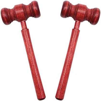 WSSROGY 2PCS Mini Wooden Gavel Toy for Cosplay Lawyer Judge Auction Sale Judge Gavel Costume Accessory Unique Craft Gifts Toys, 6.7 Inch Long
