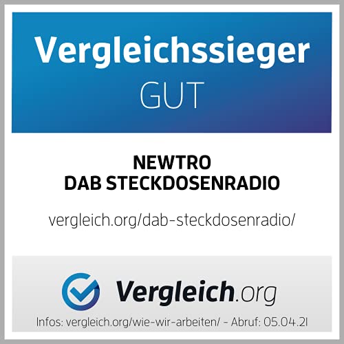 NEWTRO DAB STECKDOSENRADIO MIT BEWEGUNGSMELDER INKL. AKKU, portabler Radio, ideales Badradio mit automatischer EIN- und Abschaltung, Weckfunktion, USB-Ladebuchse, DAB+ Digitalradio