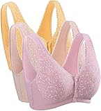 3Pack Everyday Cotton Snap Floral Stylish Bras - Women's Freedom Front Close Wire Free Bra Non-Padde