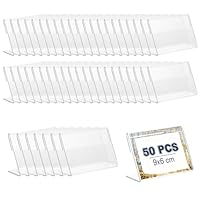 Acryl Etikettenhalter, 9 x 6 cm, 50 Stück Transparenter Vertical Acryl Etikettenhalter, Preisschildhalter, Klein Namenskarten Halter, Visitenkarten Display, für Büro, Schulen, Shop