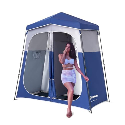 KingCampOutdoor Shower Tents for Camping, Portable Instant Pop Up Privacy Tent, 1-2 Room Bathroom Tent, Water Resistant, Windproof Changing Tent, Outdoor Shower Enclosure, Beach, Camping, Hiking, RV