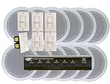 Pyle KTHSP125 6 Room In-Ceiling Home Speaker System w/6 Volume Controls Knob & Selector