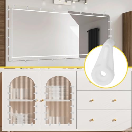 Image of 25pcs Mirror Hanging Clips, Glass Retainer Clips, Plastic Mirror Mounting Clips Hanging Hardware for Fixing Window Glass Cabinet Door (White)