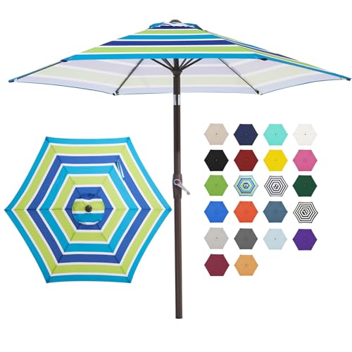 JEAREY 7.5FT Patio Umbrella Market Table Umbrella with 6 Sturdy
