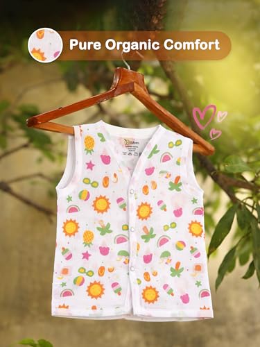 Image of Kidbea Newborn Baby Jhabla Unisex - Organic Cotton Muslin Shirt | Soft & Breathable Summer Wear for Boys & Girls | Cute Prints Infant Clothing