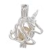 10pcs Silver Unicorn Pearl Beads Cage Locket Pendants Jewelry Making-for Oyster Pearls, Essential Oil Diffuser, Fun Gifts (Unicorn)