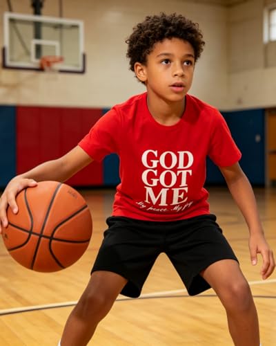 Image of Boys 2 Piece Outfits Short Sleeve Basketball Pattern T-Shirt and Shorts Summer Clothes for Kids 5-12 Years