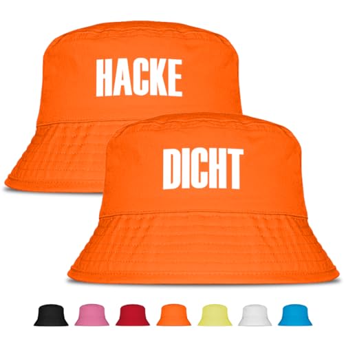 Prozente Momente Hacke/Dicht - Fischerhut Set | Anglerhut | Sonnenhut | Sommer | Malle | lustige Sprüche | OneSize | Malle | Urlaub | Orange