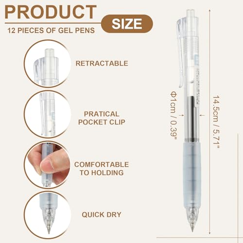 PATIKIL Bolígrafo gel 0.5mm 12 unidades tinta negra retráctil miniatura 2