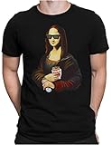 PAPAYANA - Mona Lisa Kebab - Herren Fun T-Shirt Bedruckt - Regular Fit - Parodie Döner - Schwarz - XL