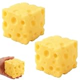 2Pcs ﻿Yellow Cheese Squeeze Toy, Soft Cheese Squishy Toy, Rebounding Sensory,Help for Relax,Focus, Sensory Cheese for & Adults, Cheese Cubes Squishy Toys,Stress Balls for Adults (2 in)