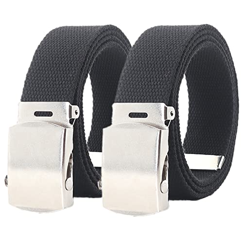 Mens Womens Canvas Web Belt Fully Adjustable Cut to Fit Golf Belt with Silver Buckle, 1.2