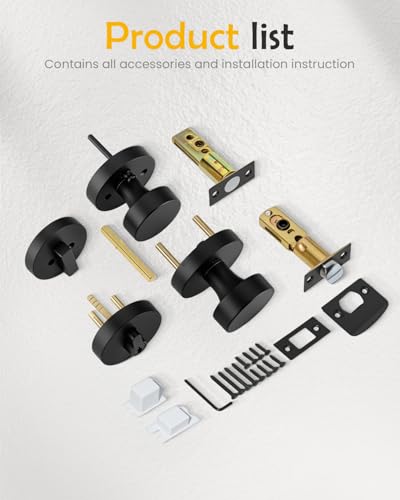 Image of Goldenwarm Black Door Knobs with Deadbolt, Zinc Alloy Exterior Front Door Knobs and Single Cylinder Deadbolt, Matte Black Front Door Locks Set (2 Pack)