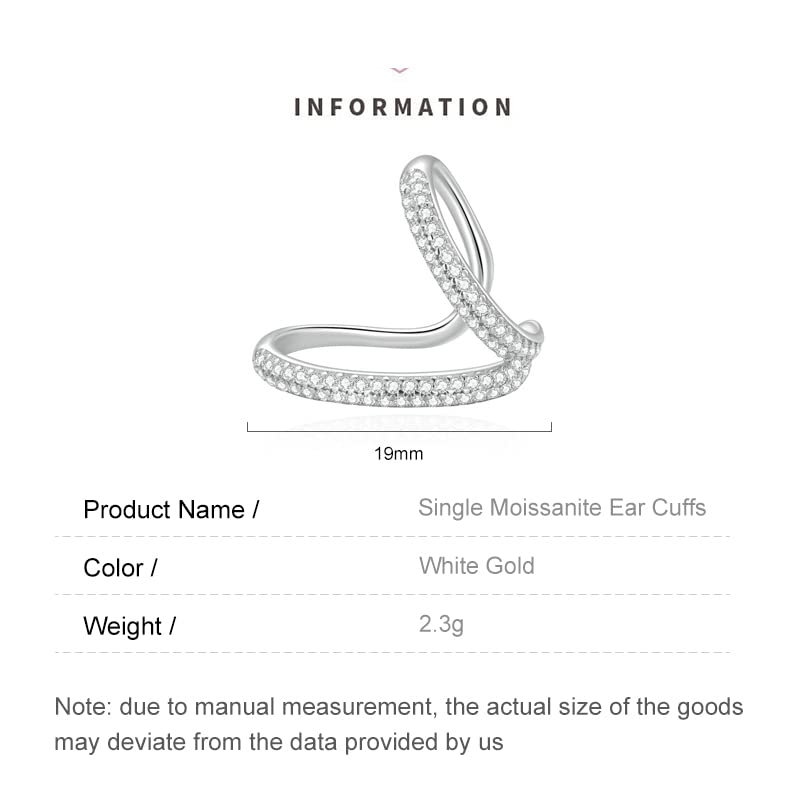 14K Gold Ear Cuffs with Moissanite, Unilateral Design, Perfect Birthday Surprise for Women and Loved Ones2