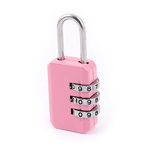Image of Aexit Metal Code Padlocks & Hasps Suitcase Luggage 3 Dial Digit Combination Password Lock Combination Padlocks Padlock Pink