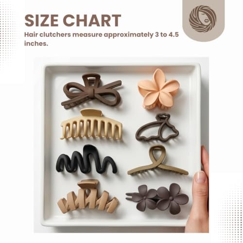 Image of Hair Claw Clips for Women and Girls | 4 Pc Large Strong Grip Matte Jaw Clip