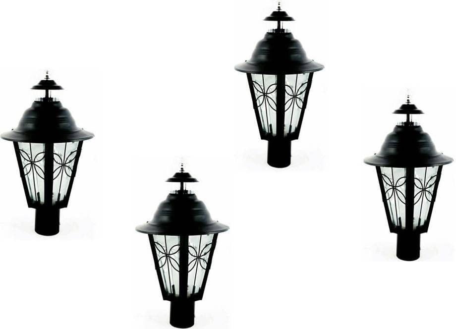 Gate Light Black Iron and Glass | Fixed Mount Outdoor Garden Field Roof Lighting Fixture | Durable Exterior Lamps for Yard Driveway Entrance | Pack of 4-picture-20