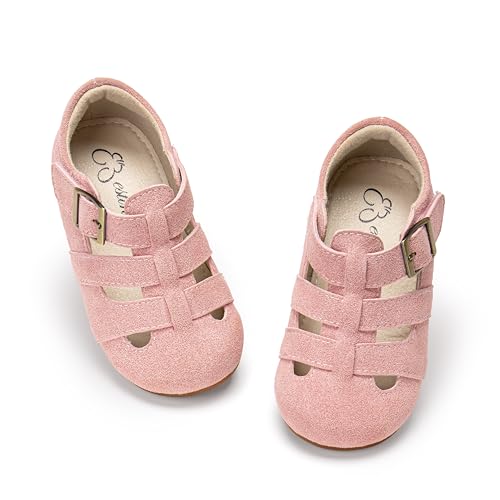 Image of ESTINE Toddler Girls Little Kids Close Toe Sandals - Flower Girl Dress Flats Summer Shoes